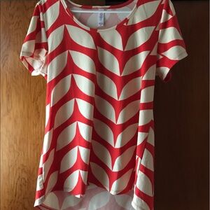 LuLaRoe Red and Cream Short Sleeve Tee-M